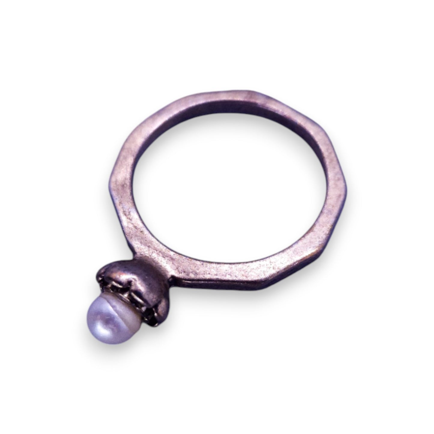 Silver Tone Pearl Classic Ring