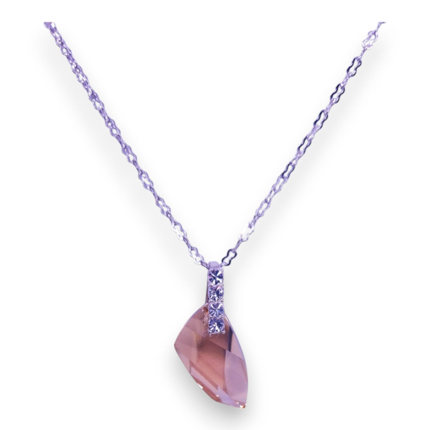 Silver Tone Austrian Crystal & Cubic Zirconia Modern Necklace & Earrings by GoSparkling