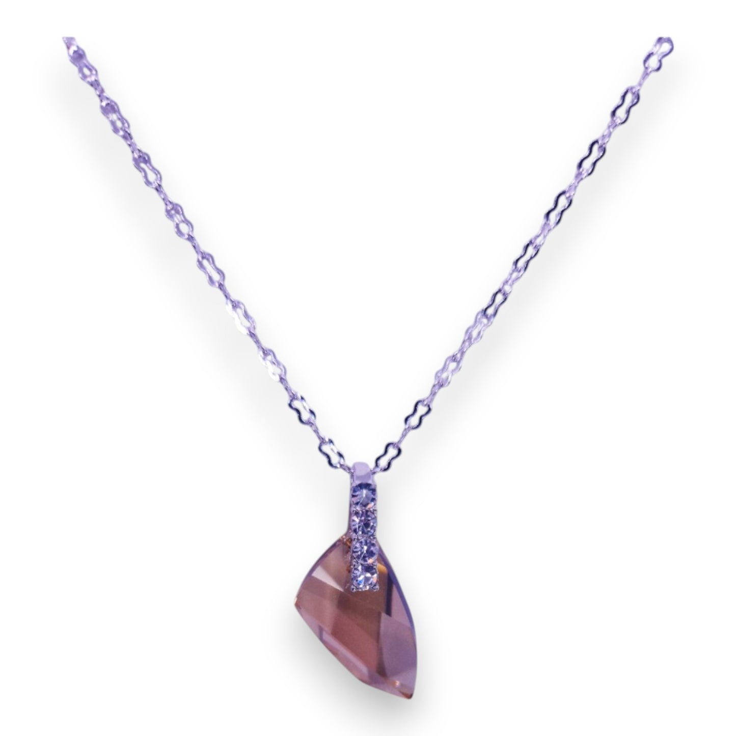 Silver Tone Austrian Crystal & Cubic Zirconia Modern Necklace & Earrings by GoSparkling