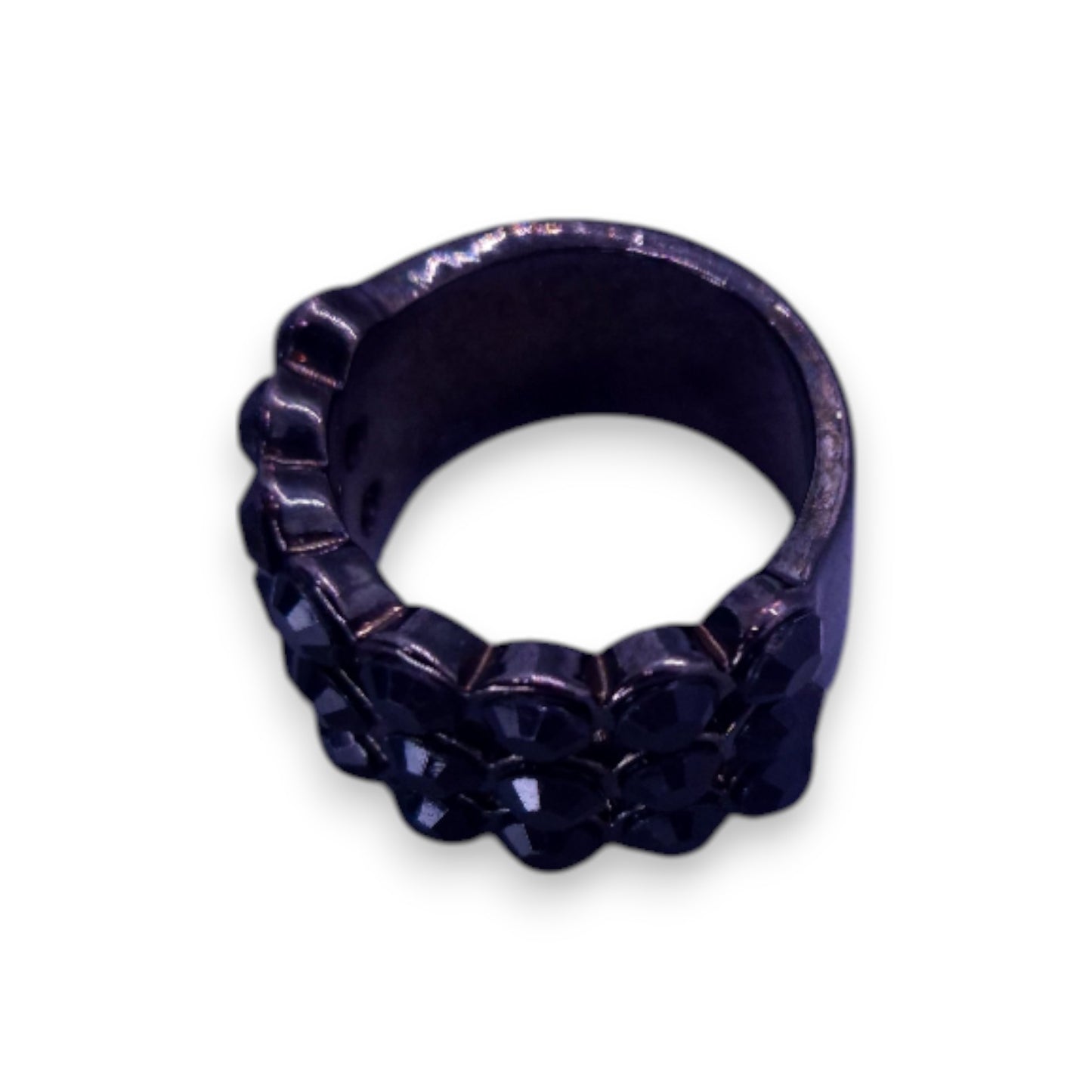 Metal Black Stones Statement Ring
