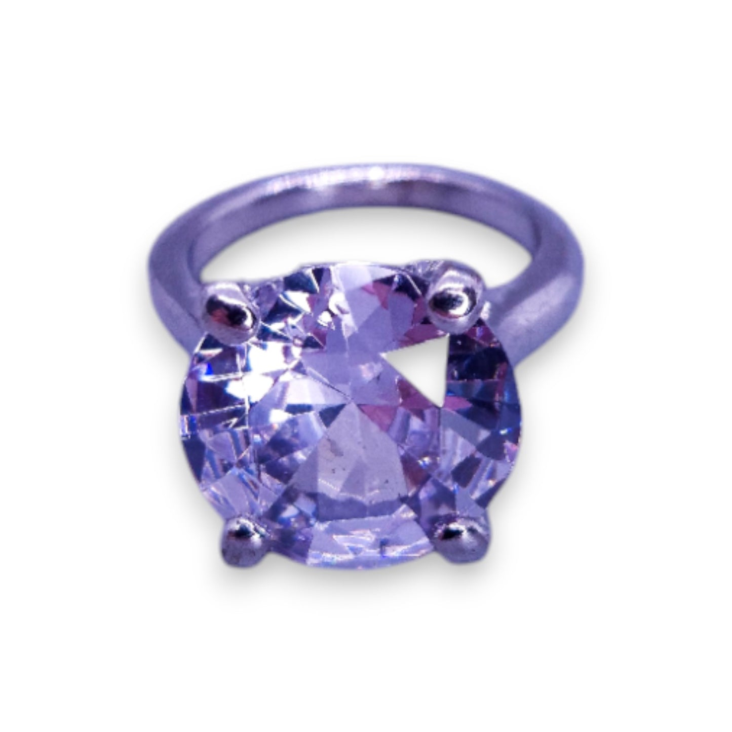 Silver Tone Clear Cubic Zirconia Statement Ring