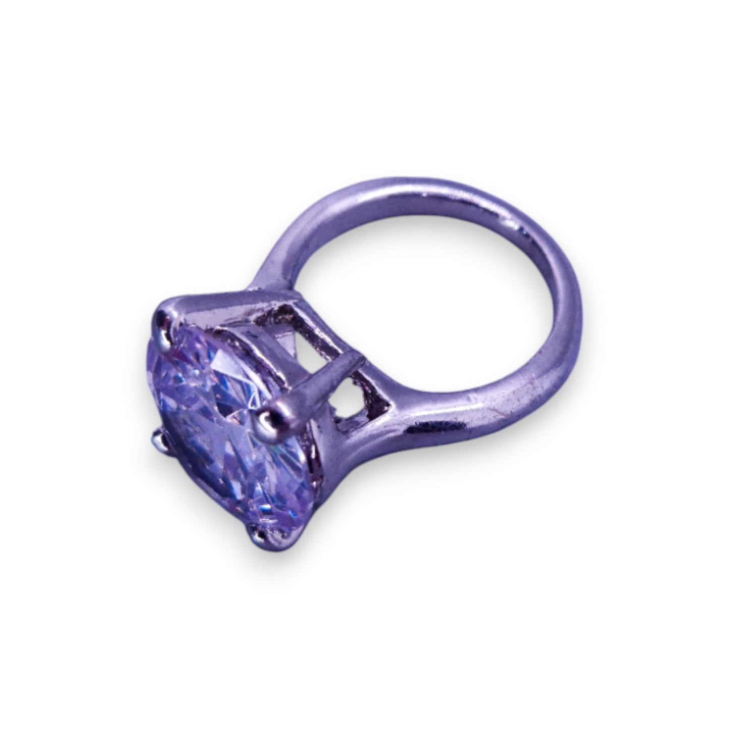 Silver Tone Clear Cubic Zirconia Statement Ring