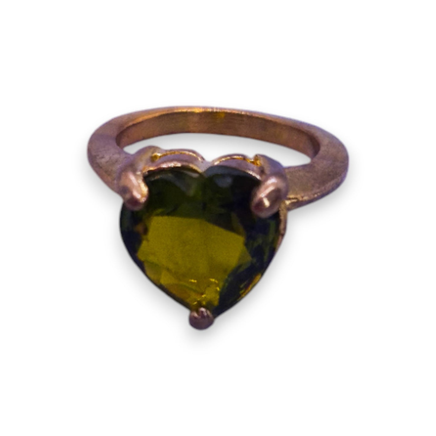 Gold Tone Green Cubic Zirconia Romantic Ring