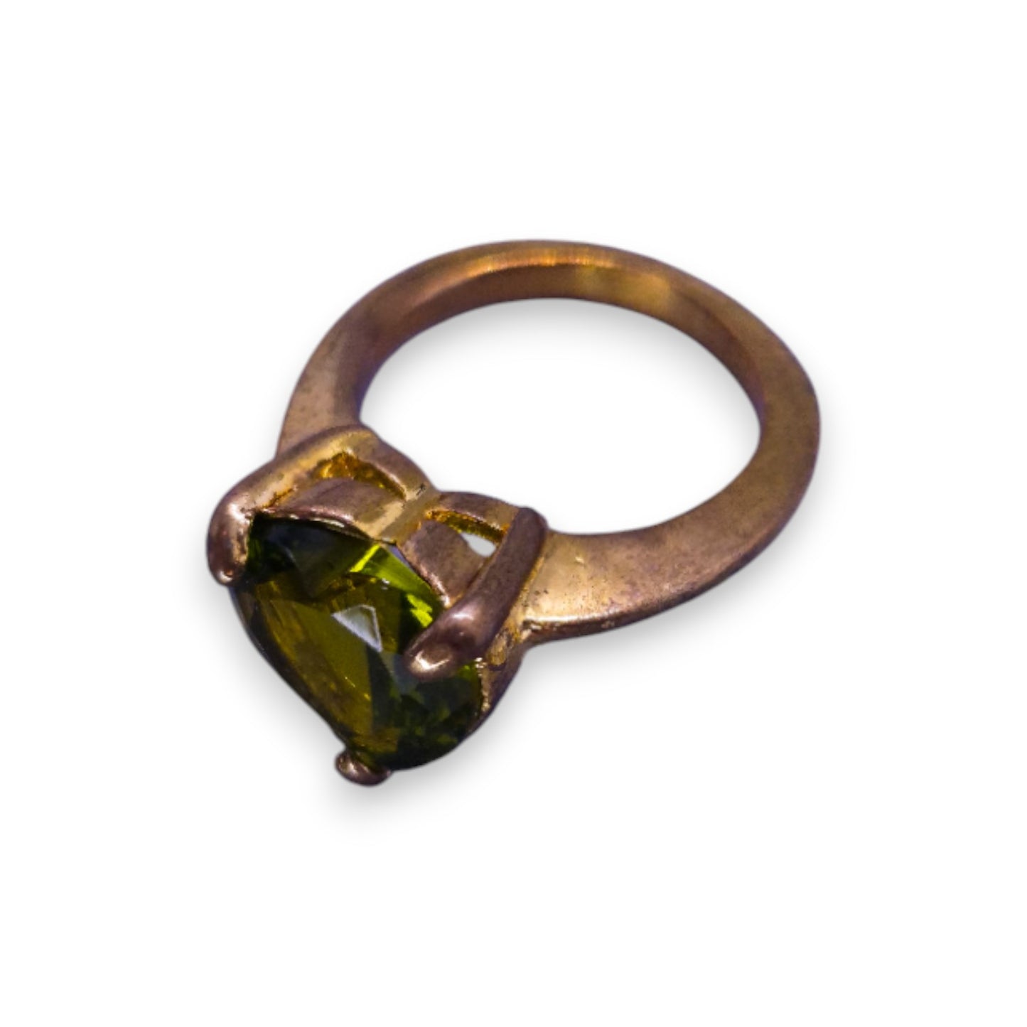 Gold Tone Green Cubic Zirconia Romantic Ring