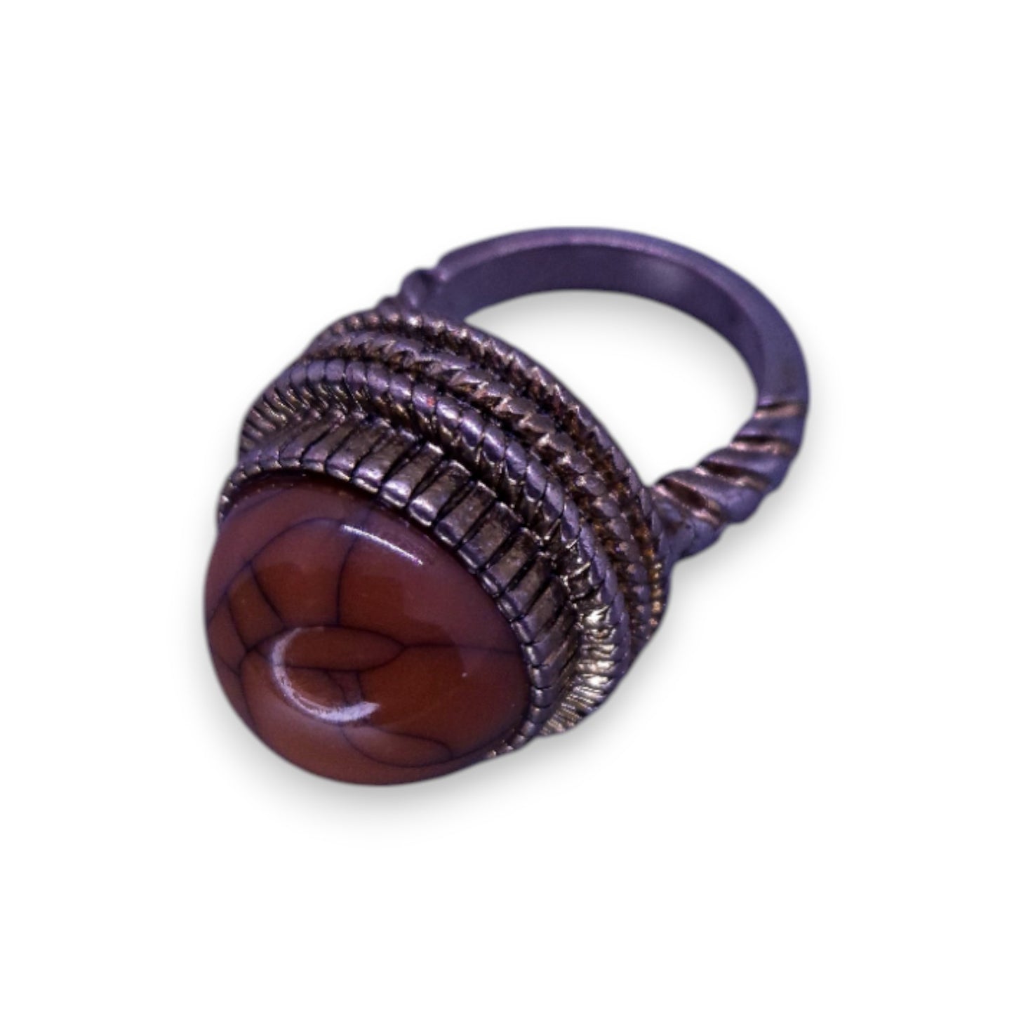 Gold Tone Brown Howlite Statement Ring