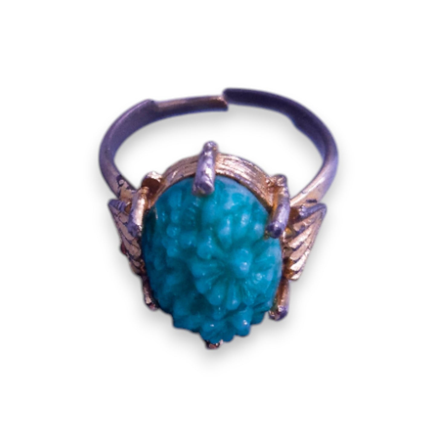 Gold Tone Green Stone Nature Inspired Ring