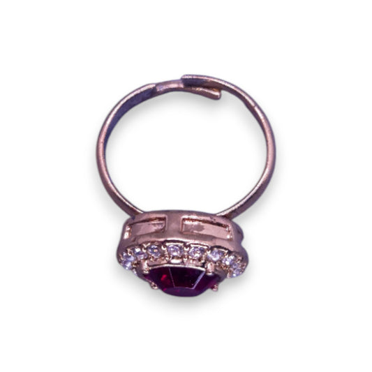 Gold Tone Red & Clear Cubic Zirconia Classic Ring