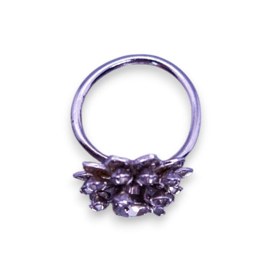 Silver Tone Clear Cubic Zirconia Classic Ring