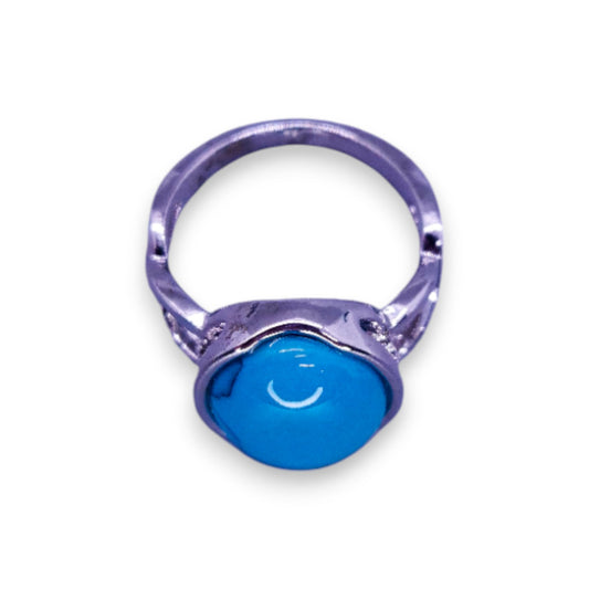 Silver Tone Turquoise Classic Ring