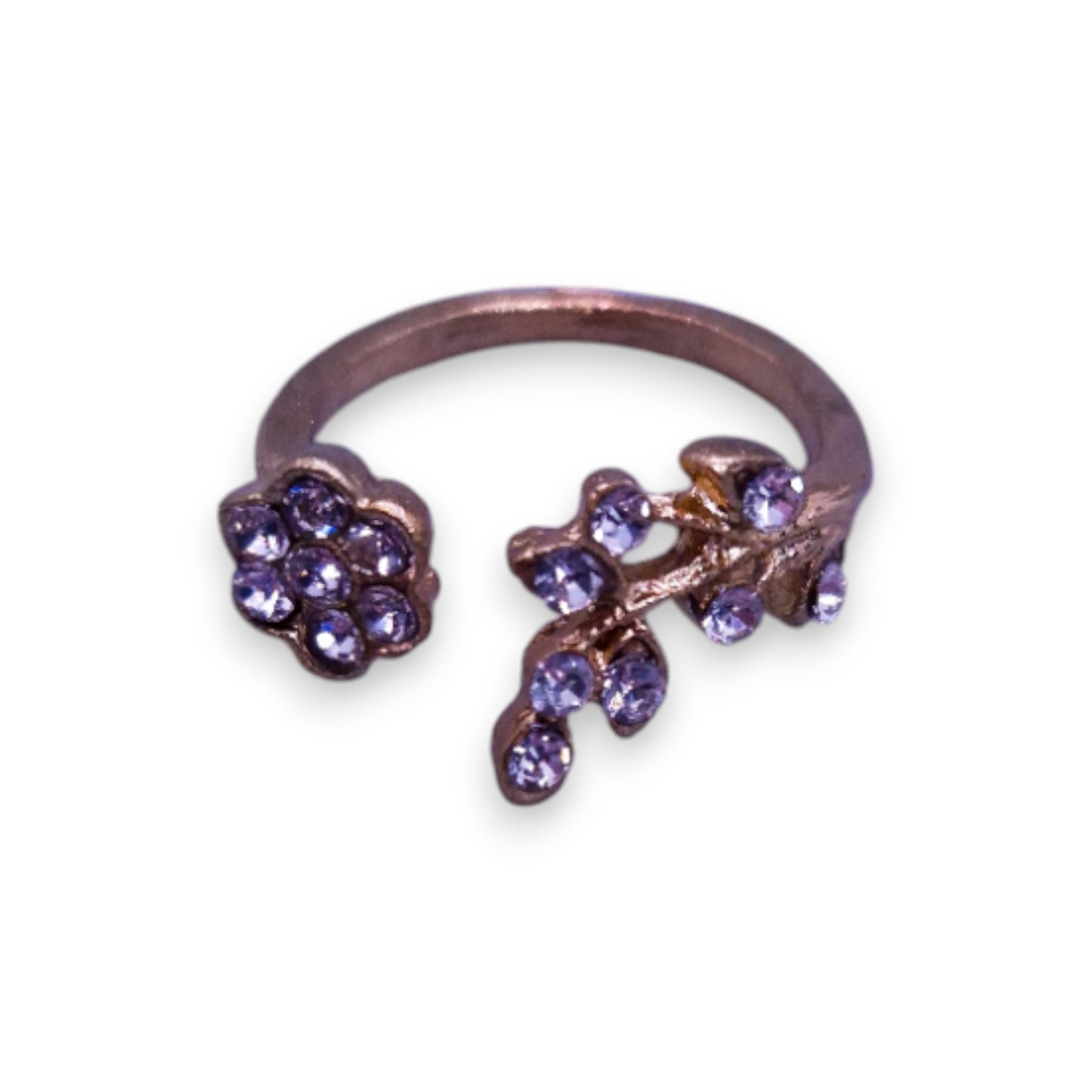 Gold Tone Cubic Zirconia Nature Inspired Ring