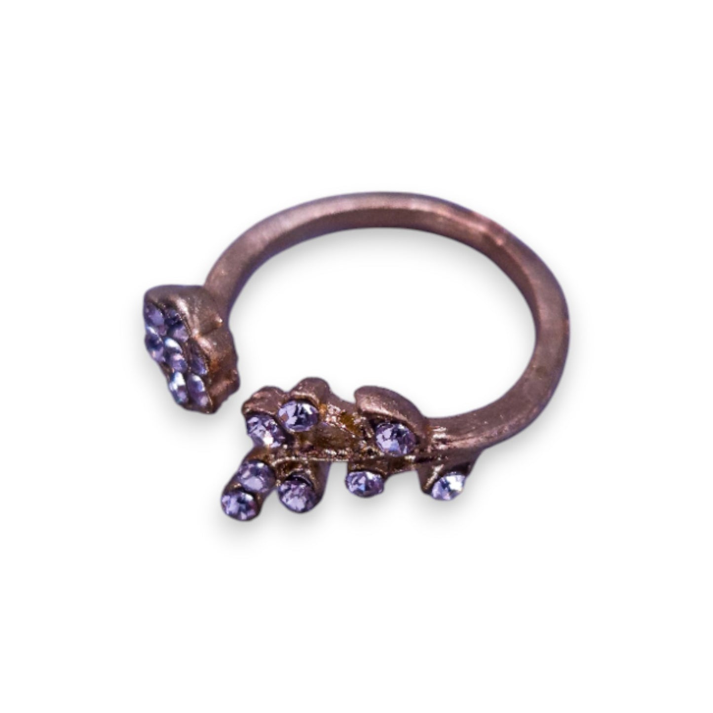 Gold Tone Cubic Zirconia Nature Inspired Ring