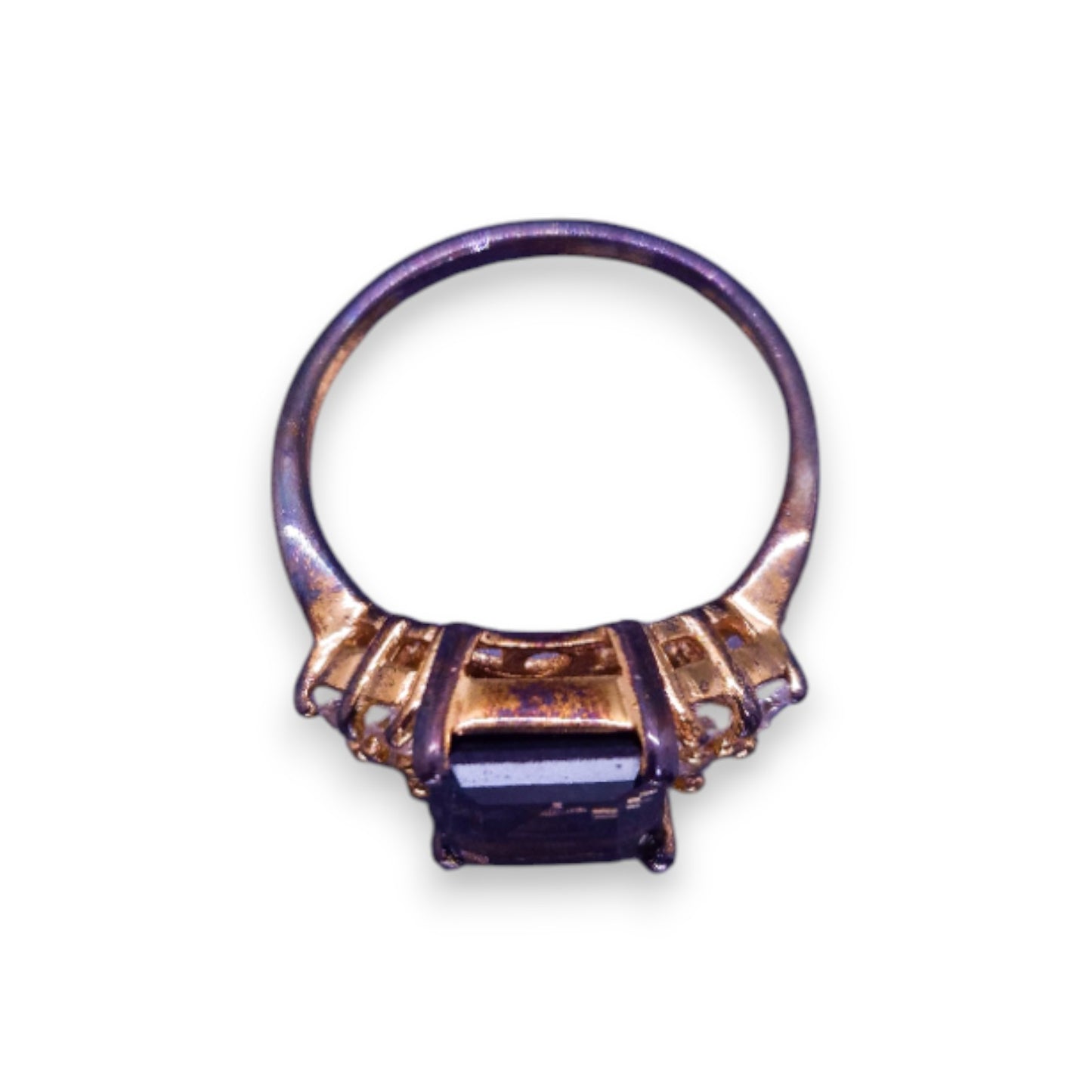 Gold Tone Brown & Clear Cubic Zirconia Vintage Ring