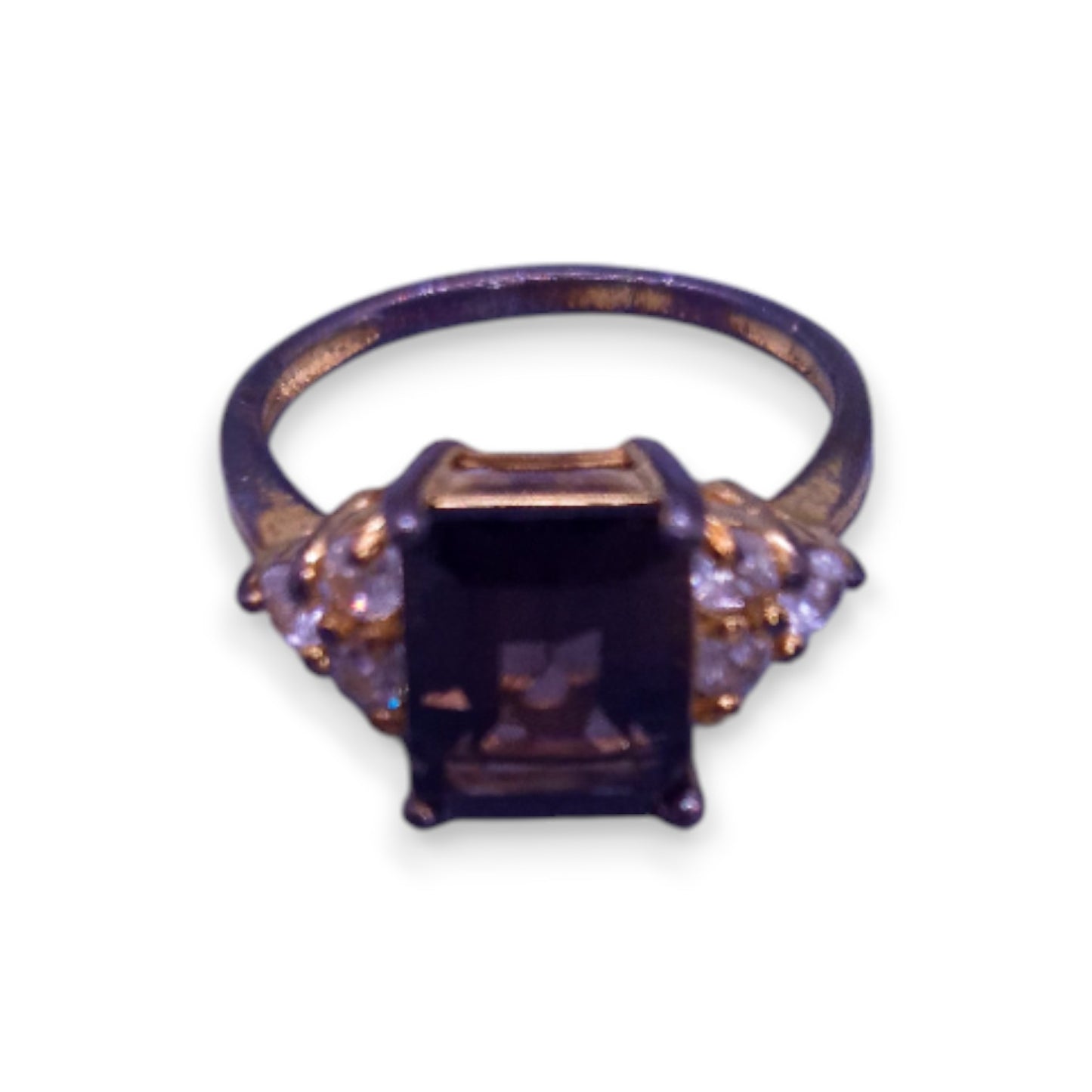 Gold Tone Brown & Clear Cubic Zirconia Vintage Ring