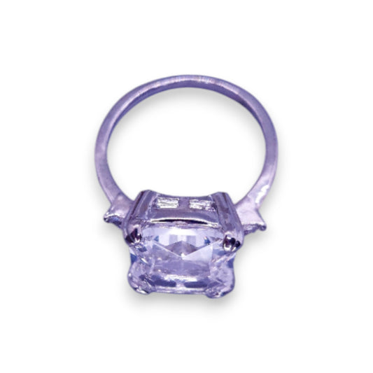 Silver Tone Clear Stone Classic Ring