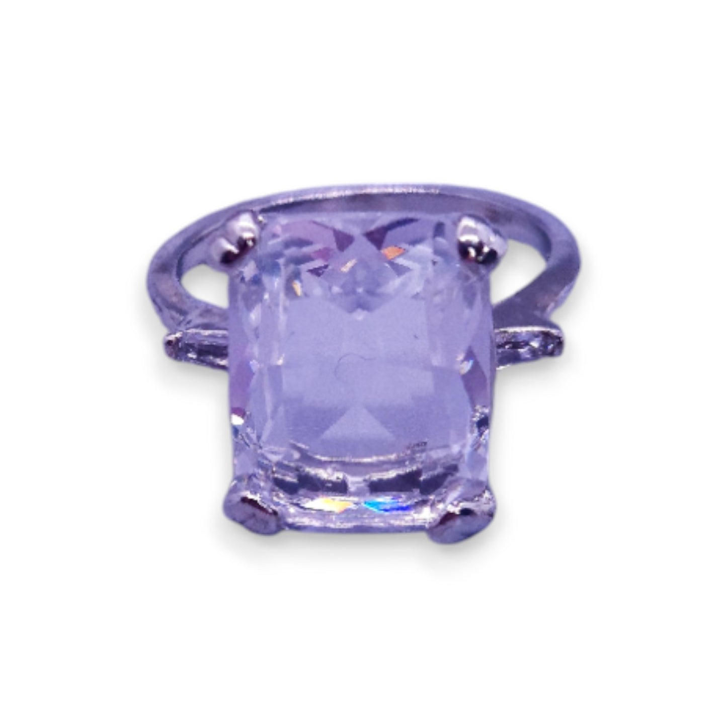 Silver Tone Clear Stone Classic Ring