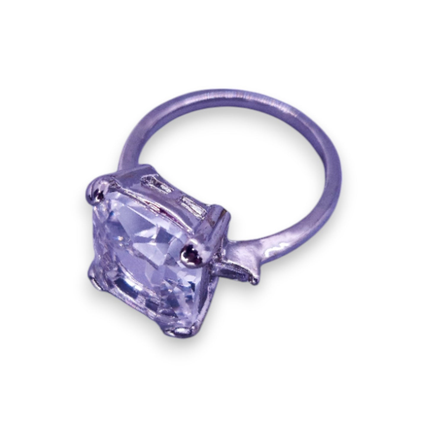 Silver Tone Clear Stone Classic Ring