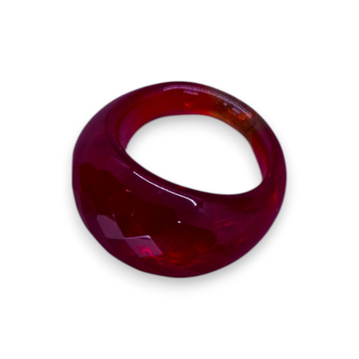 Glass "Cherry Drop" Statement Ring