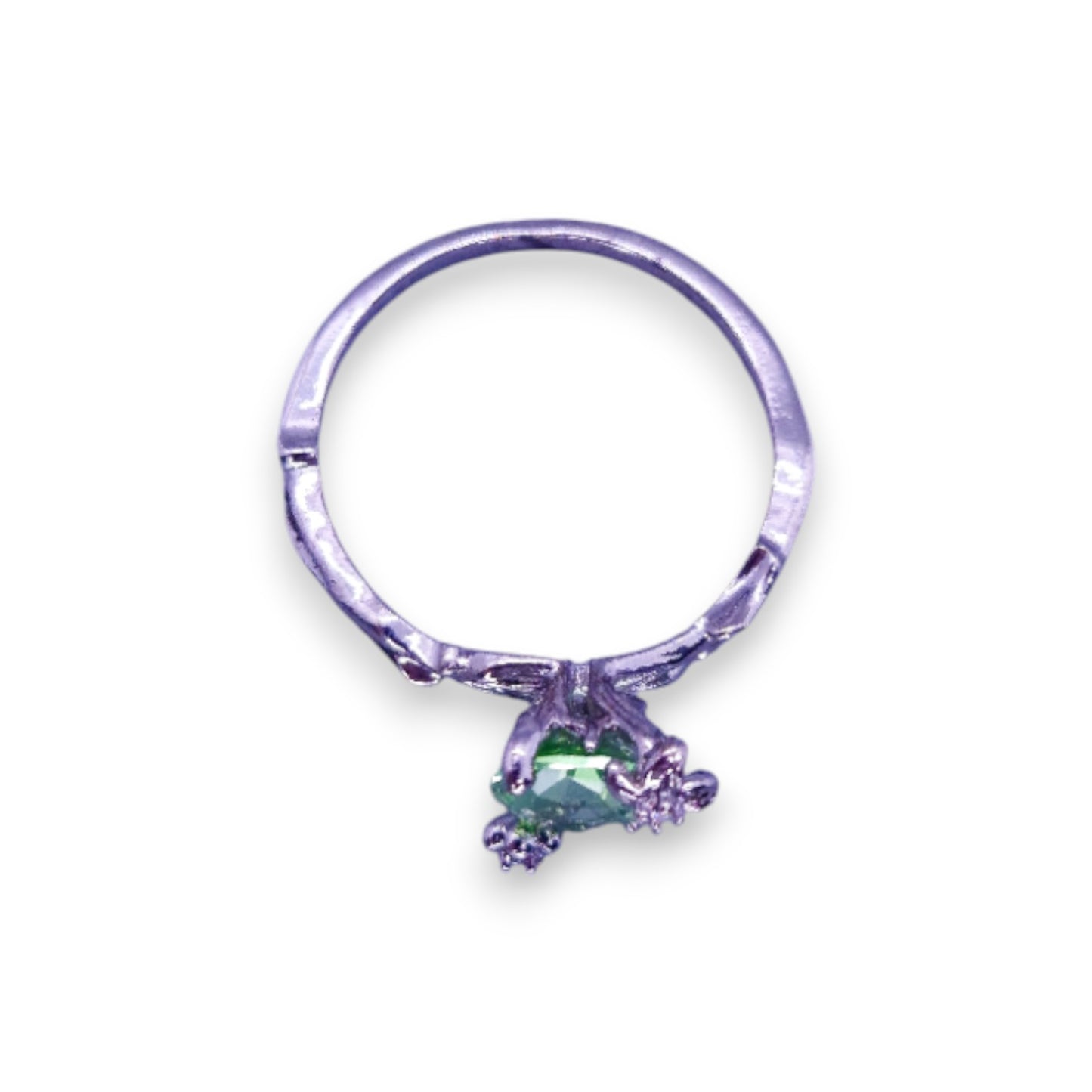 Silver Tone Green Stone Nature Inspired Ring