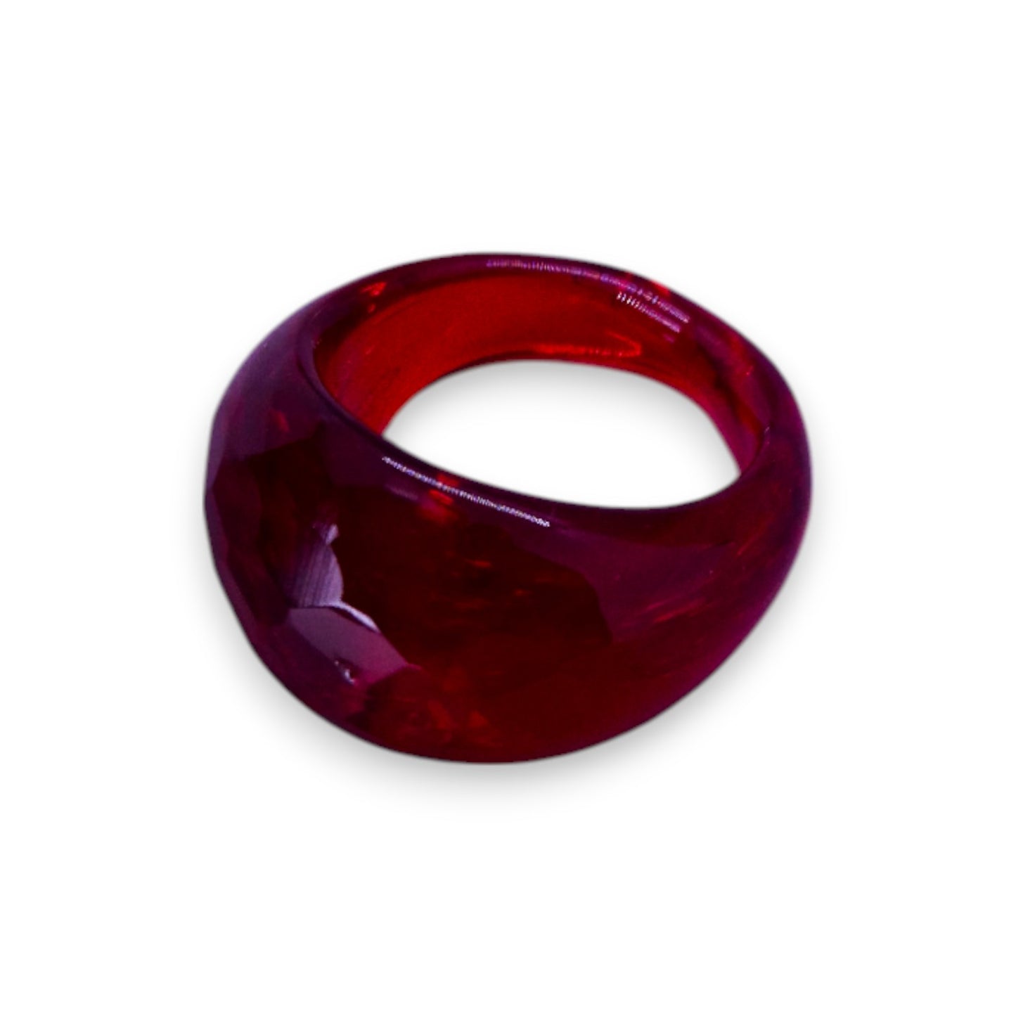 Glass "Cherry Drop" Statement Ring