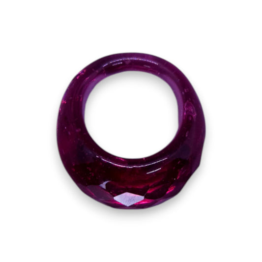 Glass "Raspberry Coulis" Statement Ring