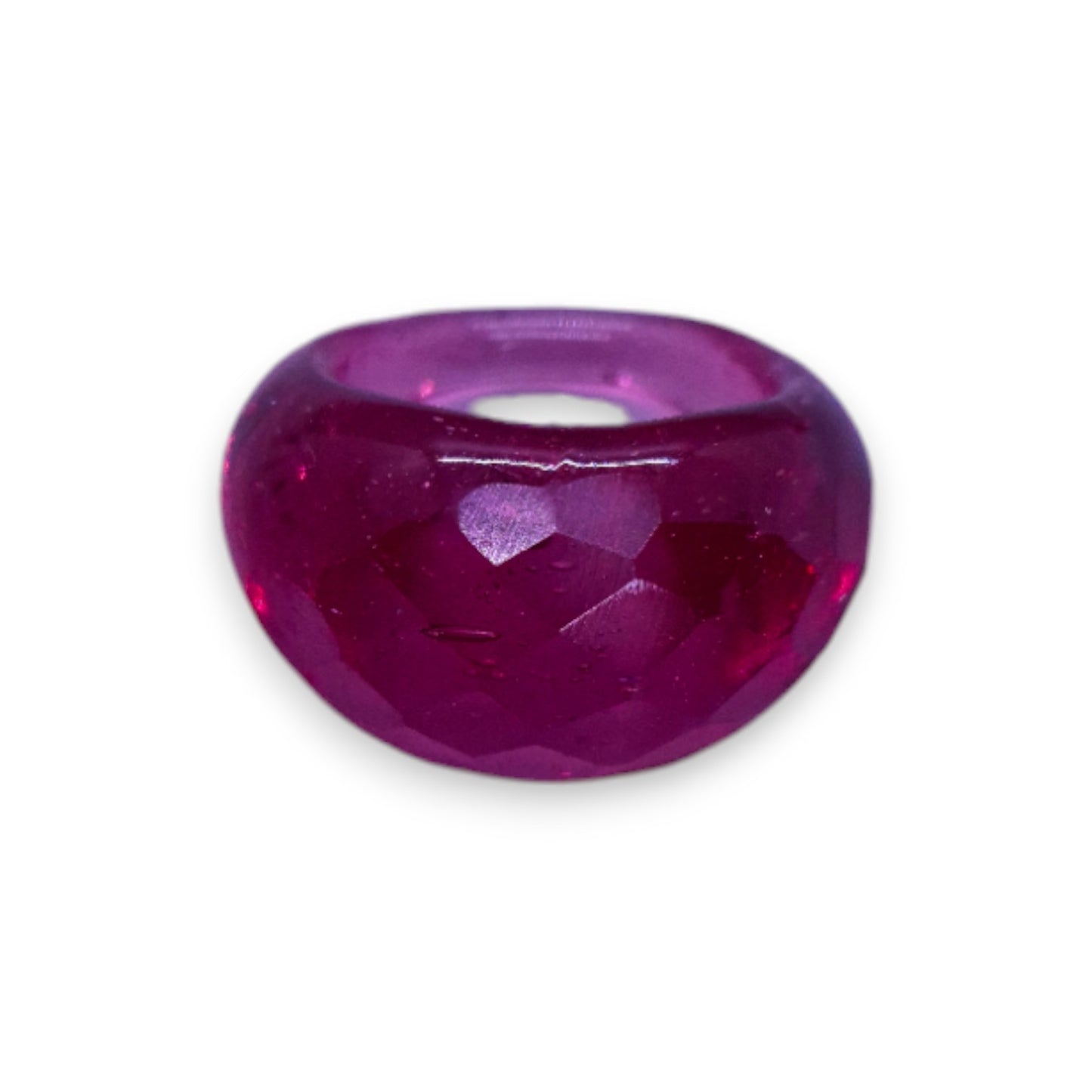 Glass "Raspberry Coulis" Statement Ring