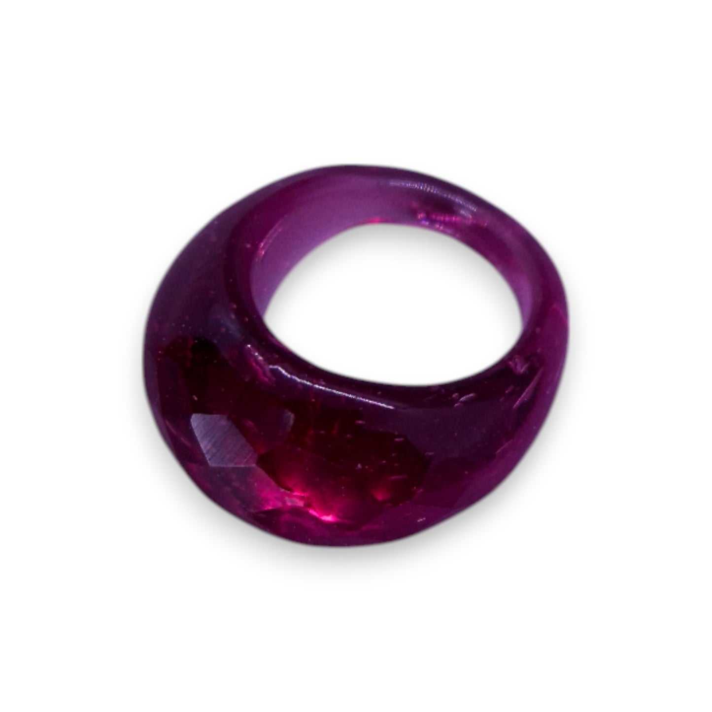 Glass "Raspberry Coulis" Statement Ring