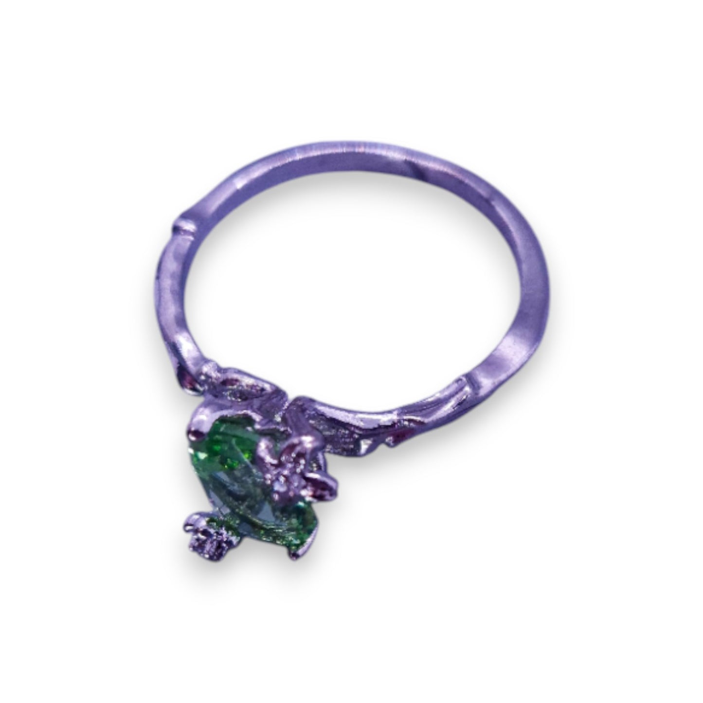 Silver Tone Green Stone Nature Inspired Ring