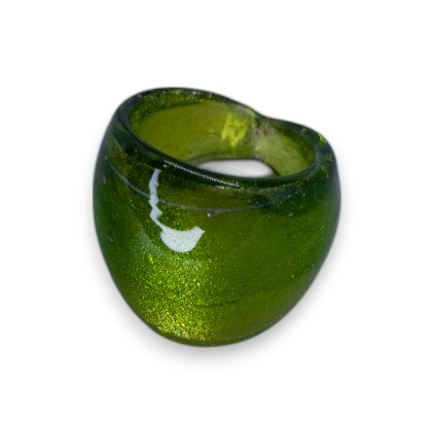 Glass "Apple Martini" Statement Ring