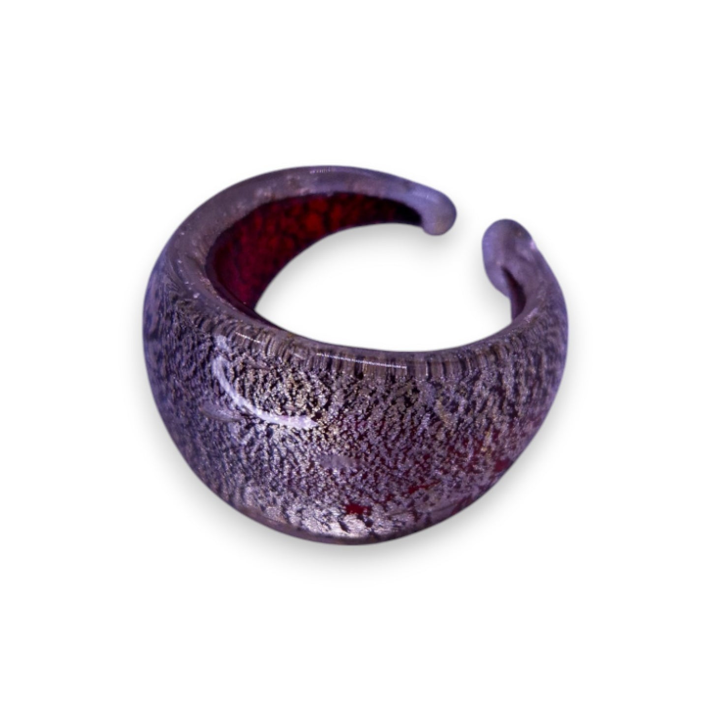 Glass "Pomegranate Frost" Statement Ring