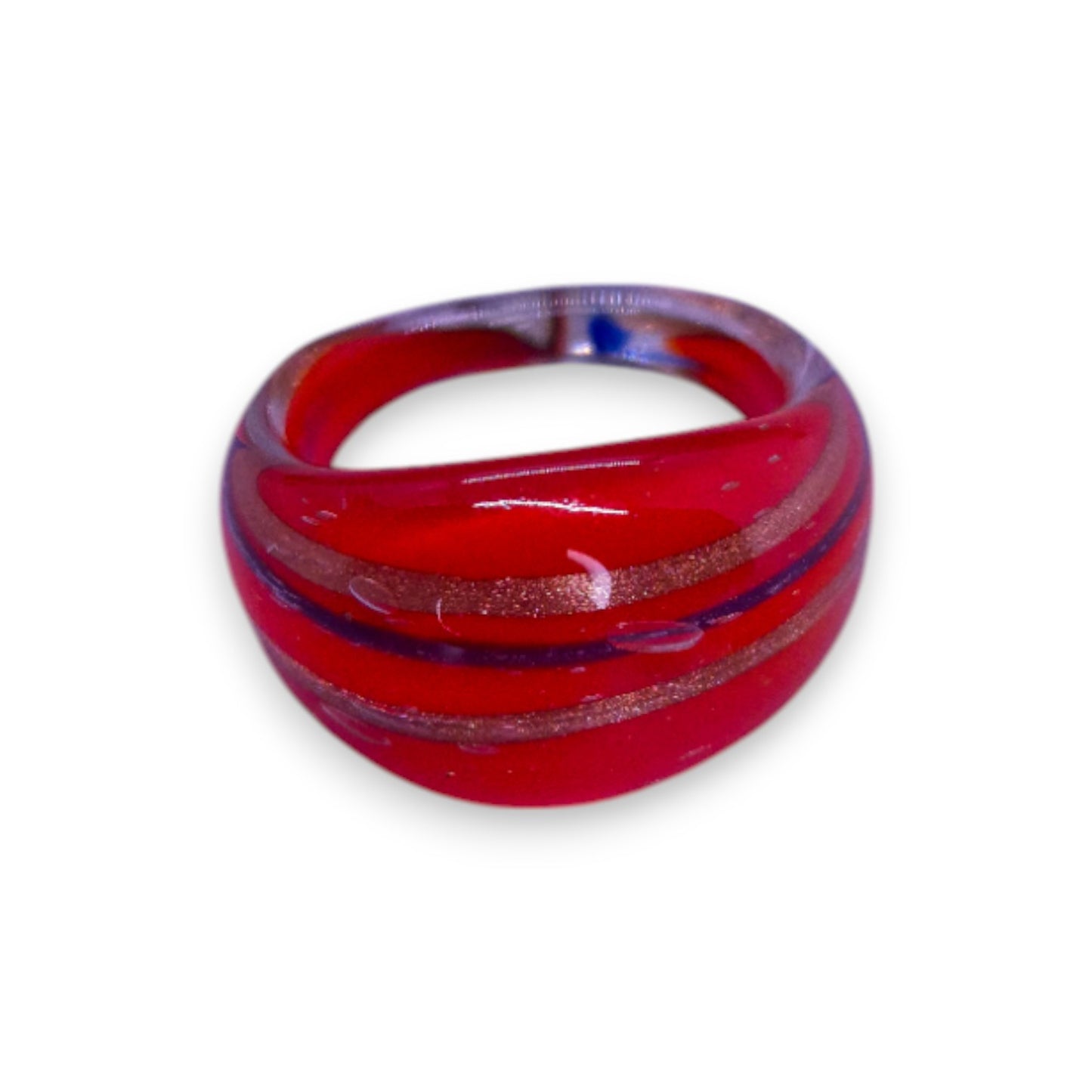 Glass "Chilli Caramel" Statement Ring