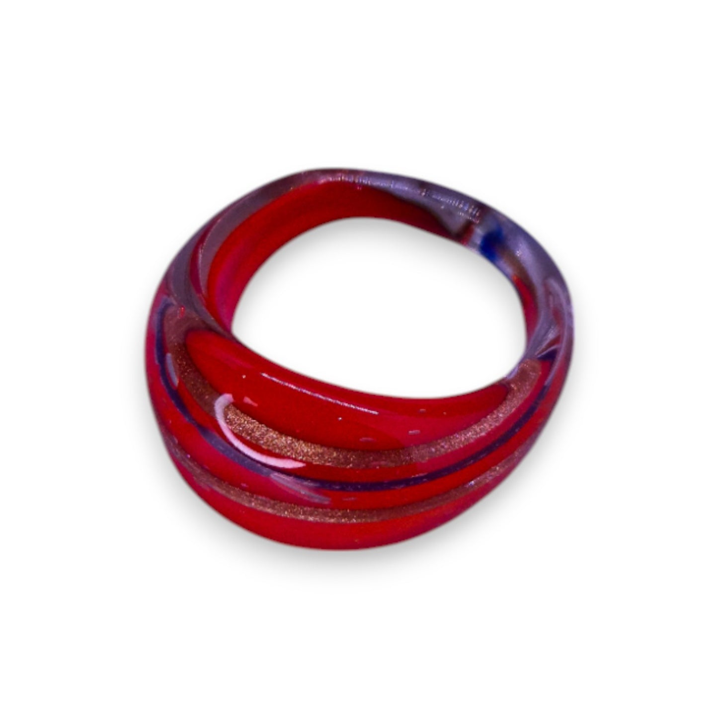 Glass "Chilli Caramel" Statement Ring