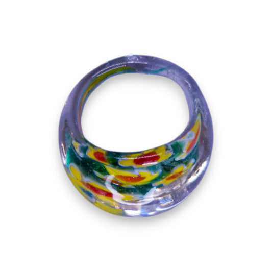 Glass "Strawberry Bloom" Statement Ring