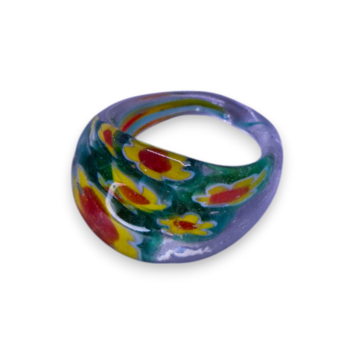 Glass "Strawberry Bloom" Statement Ring