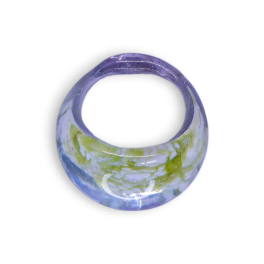 Glass "Coconut Lime" Statement Ring