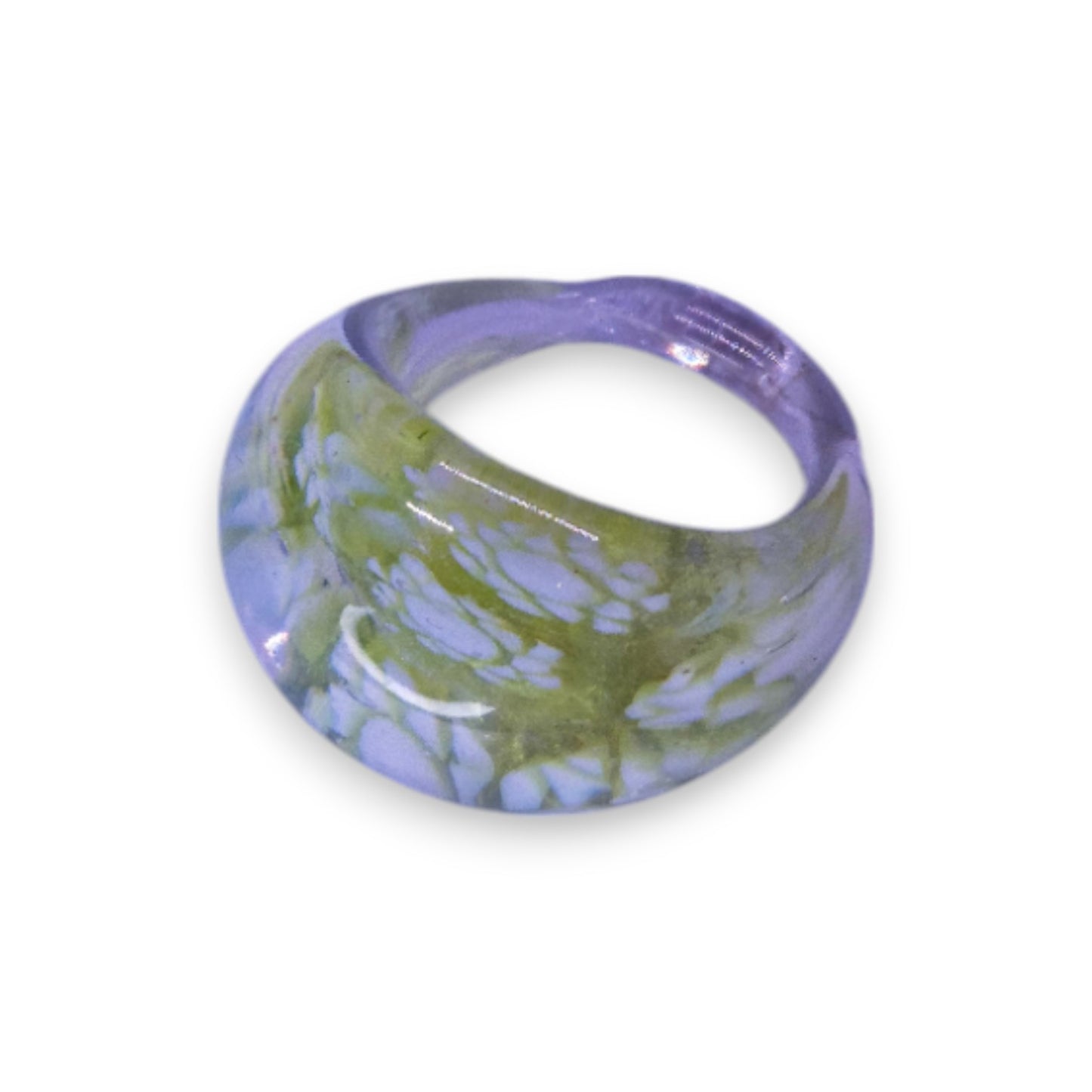 Glass "Coconut Lime" Statement Ring