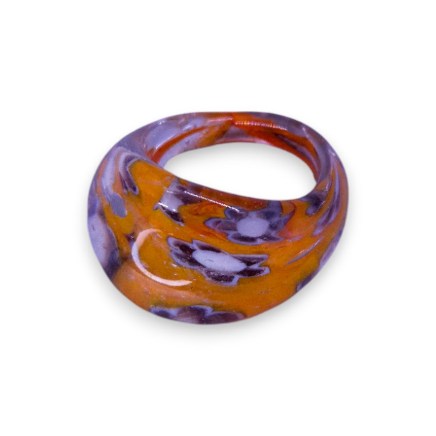 Glass "Orange Blossom" Statement Ring