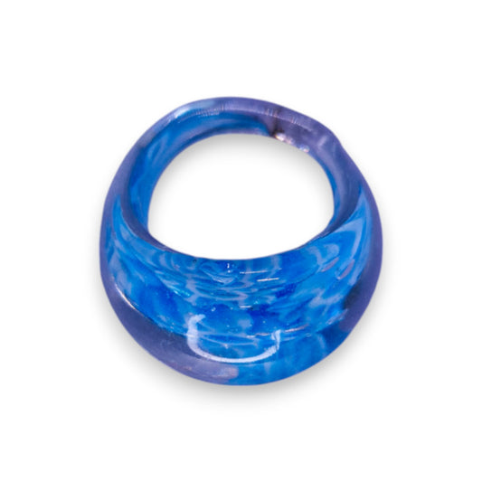 Glass "Blueberry Ice" Statement Ring