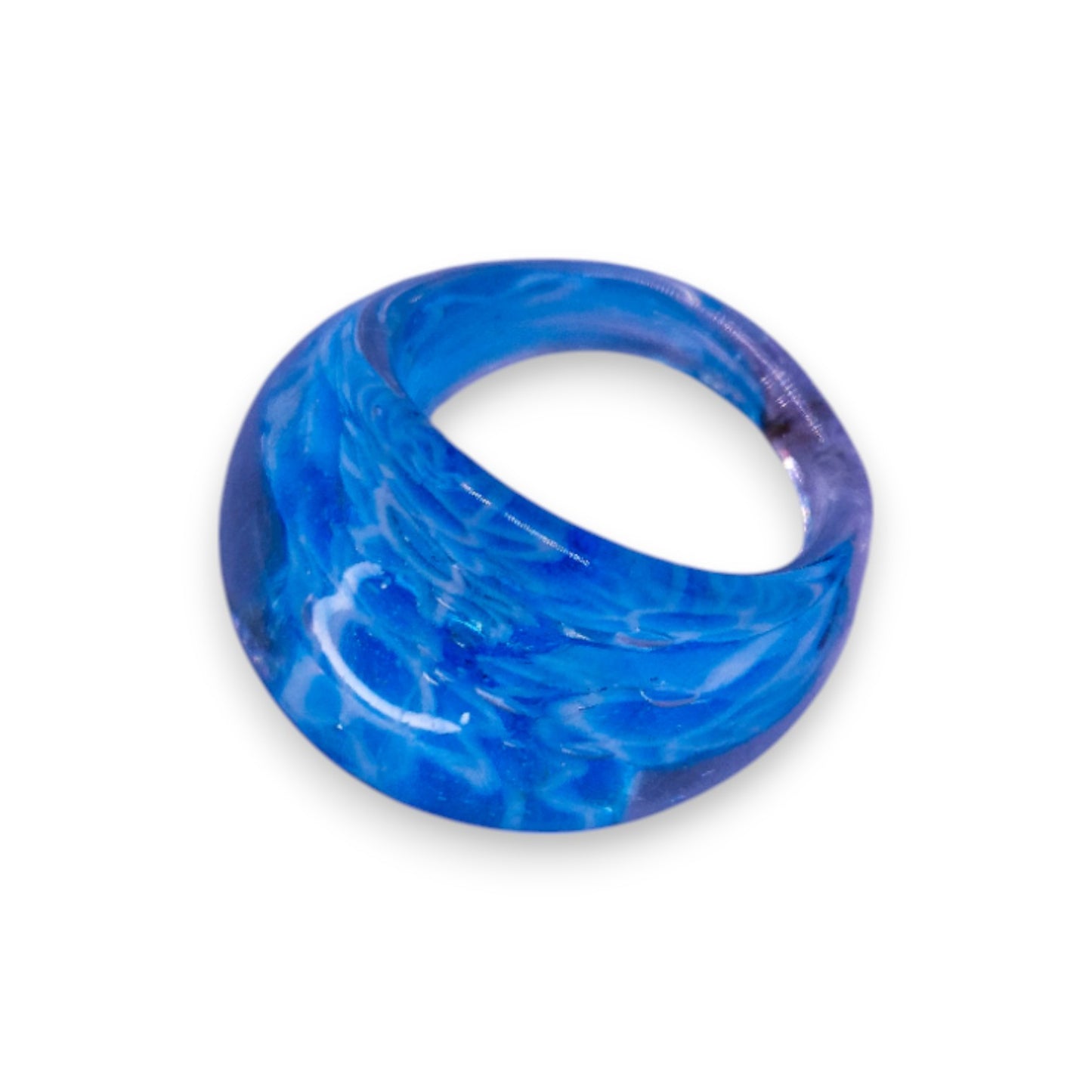 Glass "Blueberry Ice" Statement Ring