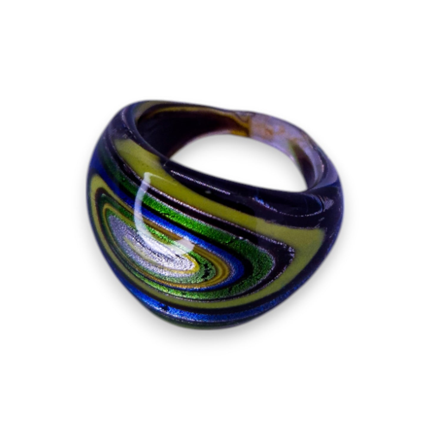 Glass "Lunar Melon" Statement Ring
