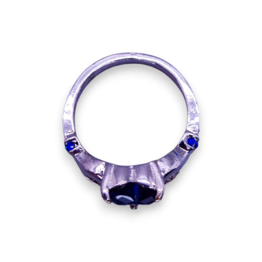 Silver Tone Blue Stone Vintage Claddagh Ring