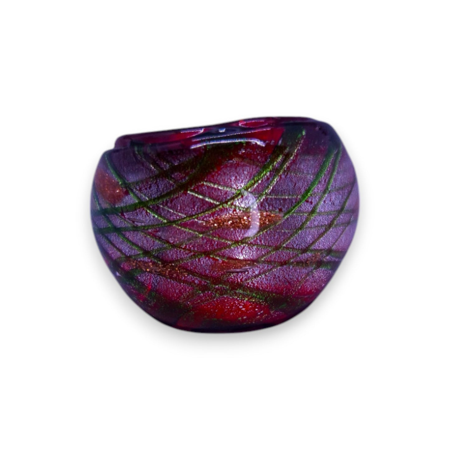 Glass "Cranberry Fizz" Statement Ring