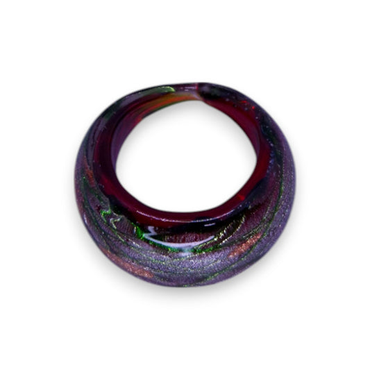Glass "Cranberry Fizz" Statement Ring