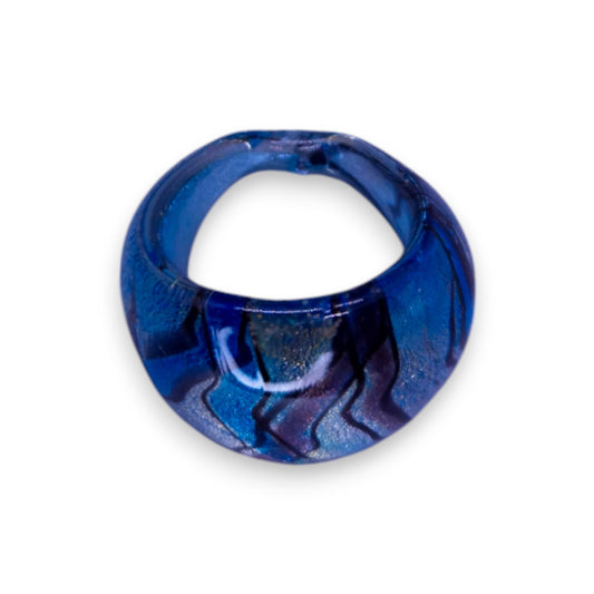 Glass "Blueberry Liquorice" Statement Ring