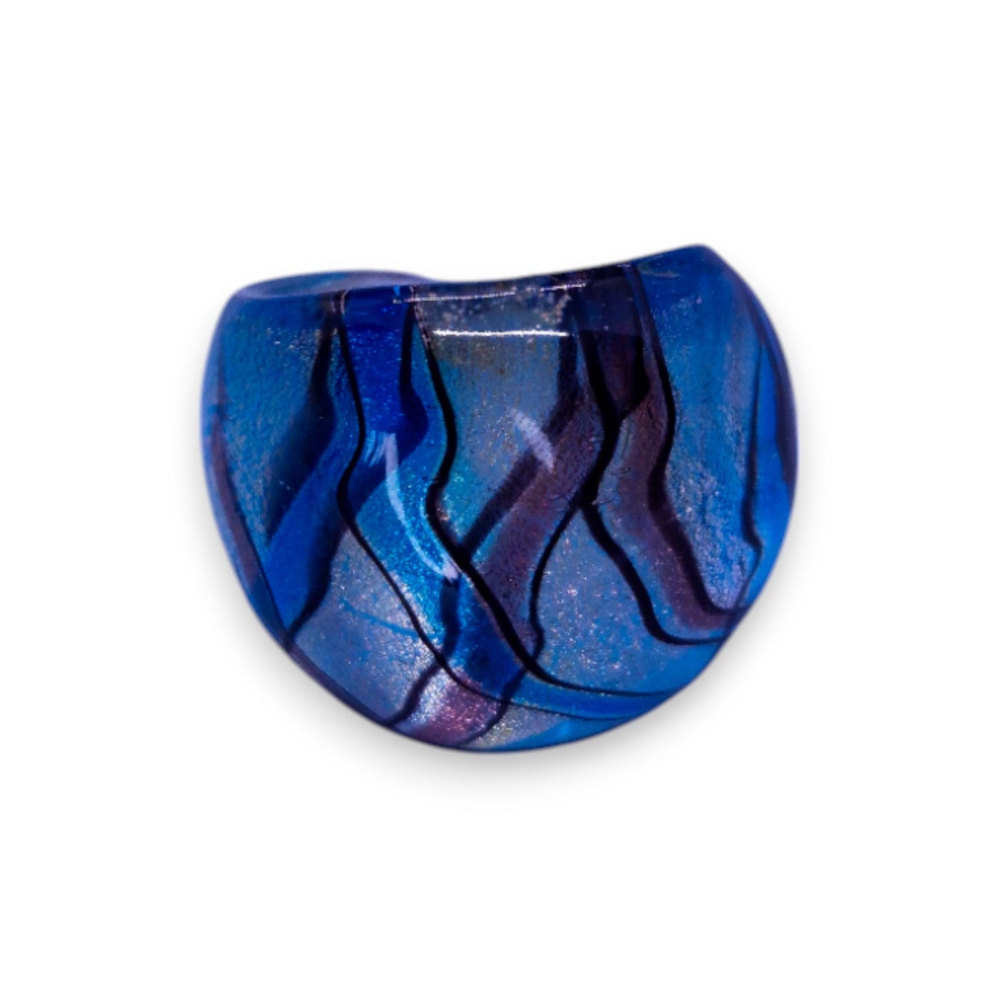 Glass "Blueberry Liquorice" Statement Ring