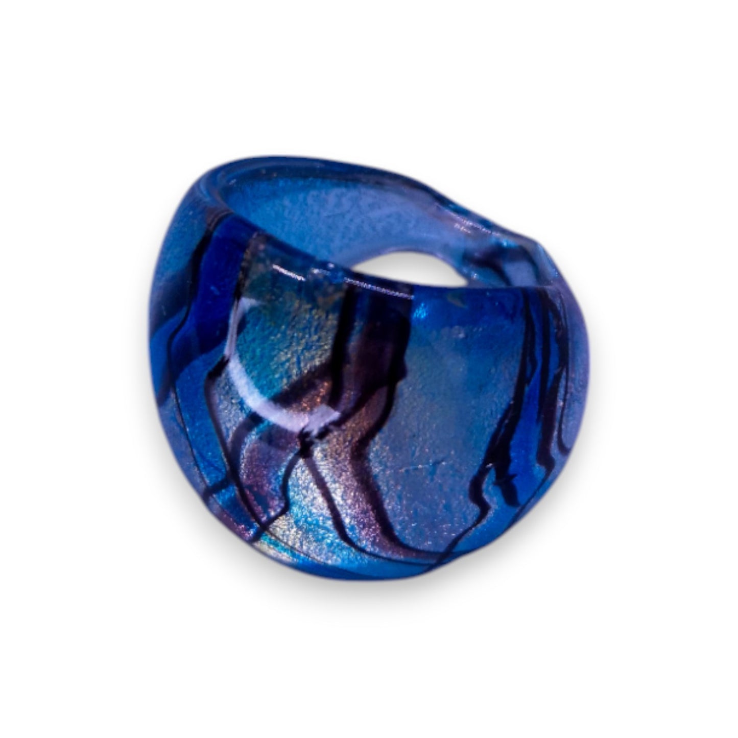 Glass "Blueberry Liquorice" Statement Ring