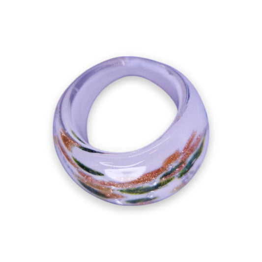 Glass "Pistachio Cream" Statement Ring