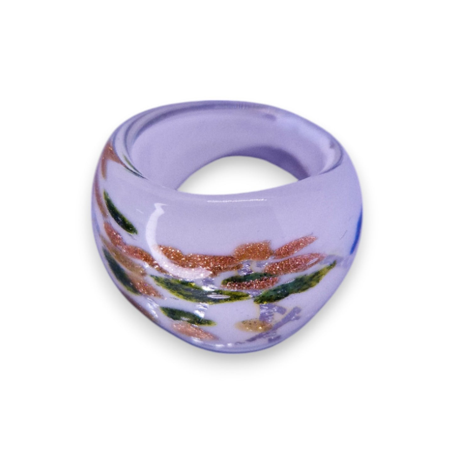Glass "Pistachio Cream" Statement Ring
