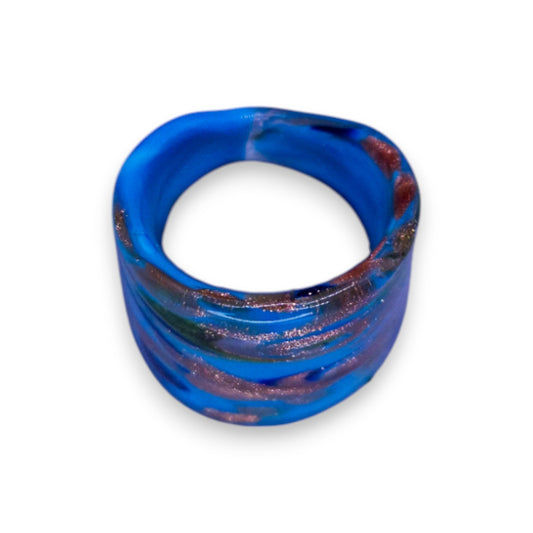 Glass "Sea Salt Caramel" Statement Ring