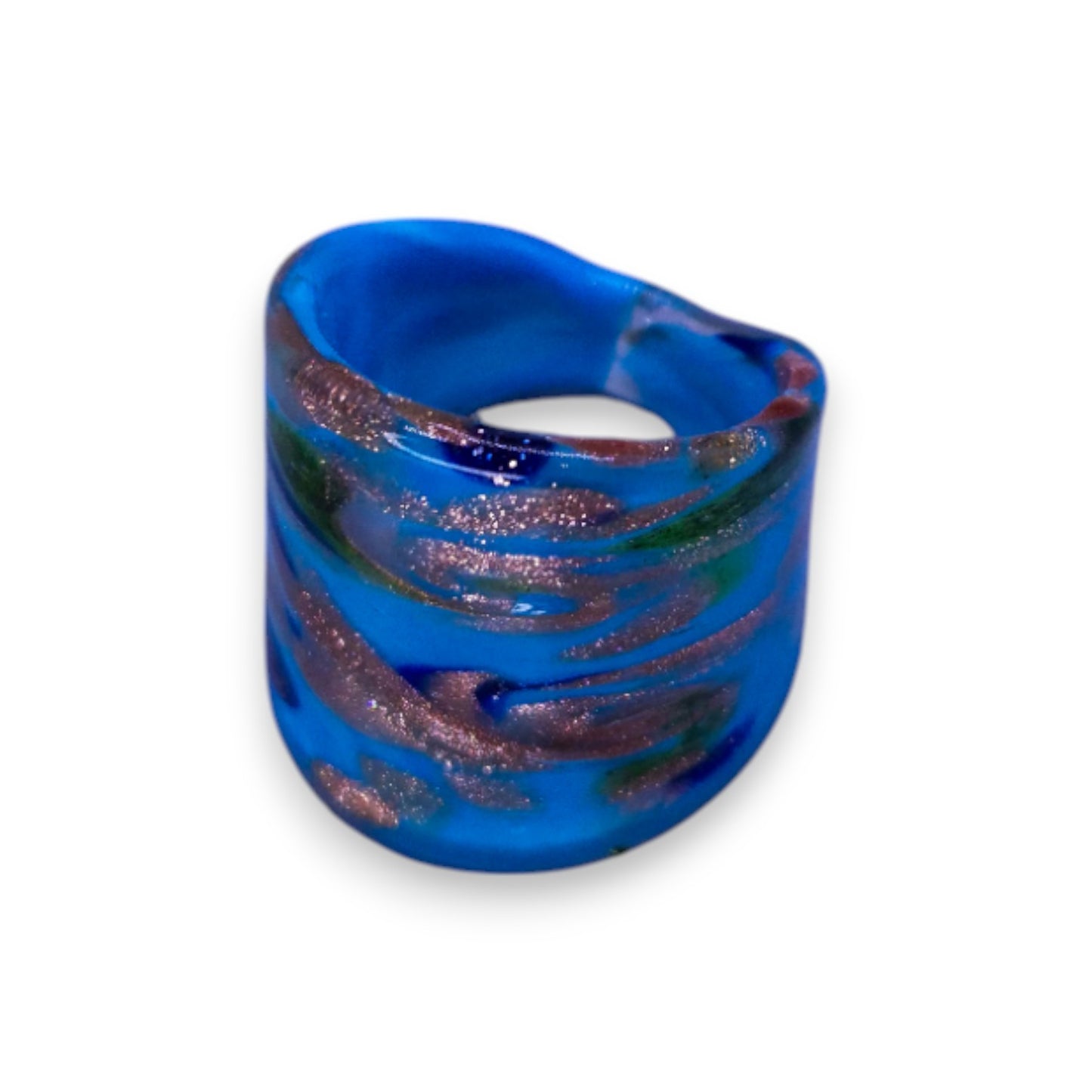 Glass "Sea Salt Caramel" Statement Ring