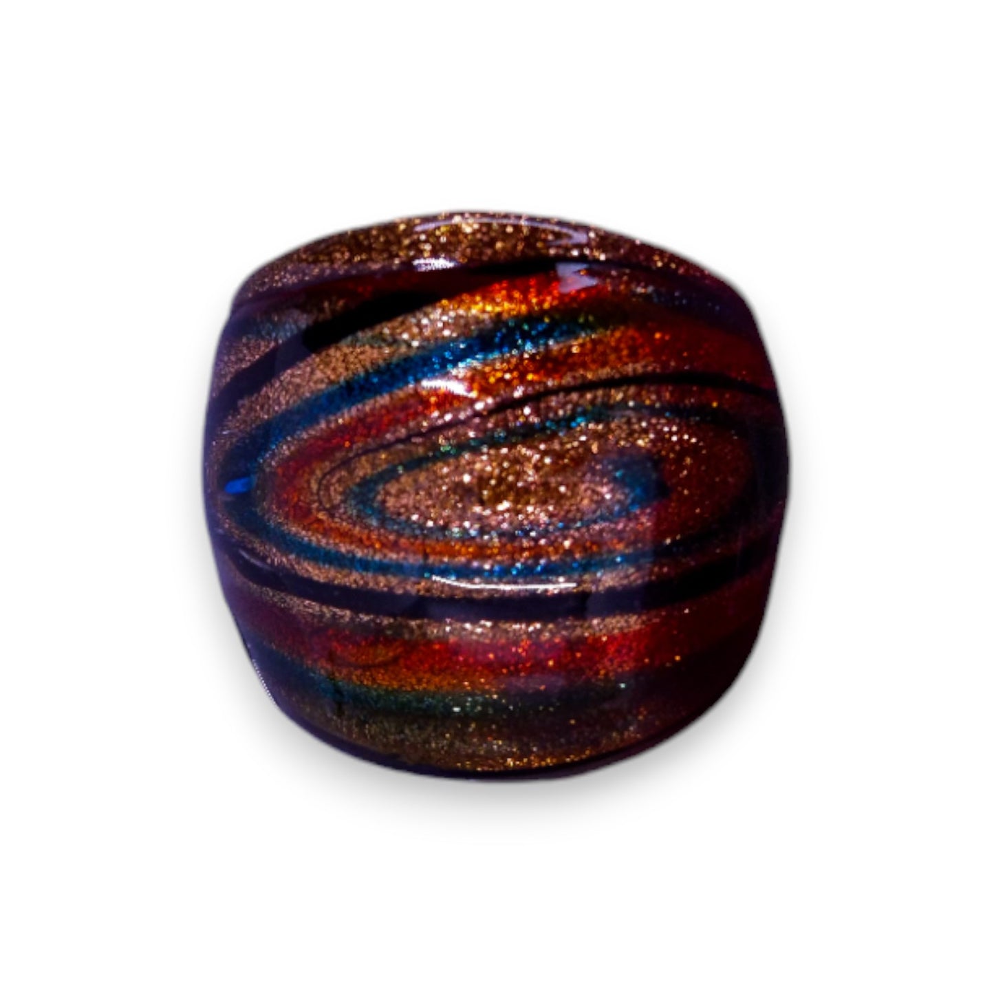 Glass "Cosmic Cocoa" Statement Ring